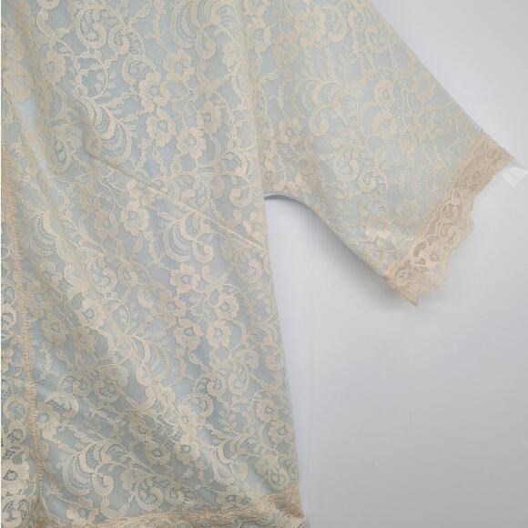 Vanity Fair Vintage Satin Lace Button Up Short Sleeve Pant Pajama Lingerie Set - Picture 7 of 14